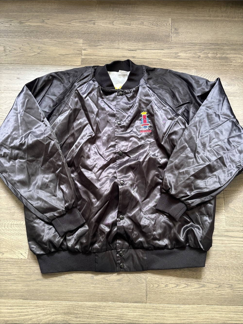 Auburn Black Satin Bomber Jacket Embroidered B.B. King's Blues Club Memphis XXXL